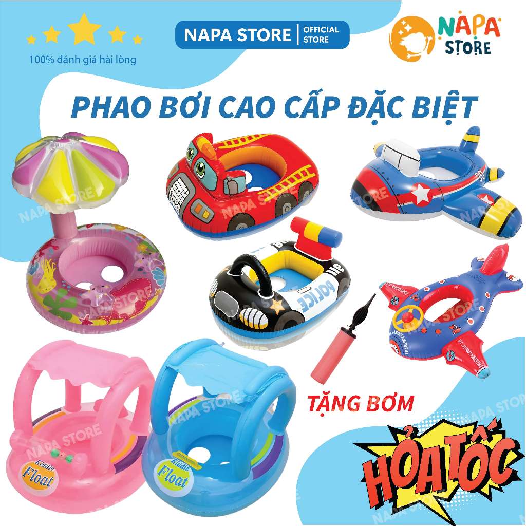 Phao Bơi Xỏ Chân Cho Bé Kaixiang Cao Cấp Mẫu Đặc Biệt, Nhiều Kích Thước - Tặng Kèm Bơm Tay Nhỏ Yb