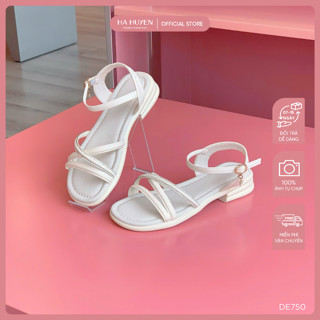 Dép sandal nữ HÀ HUYỀN quai quấn mix đá quai cổ khóa cài 3cm - DE750