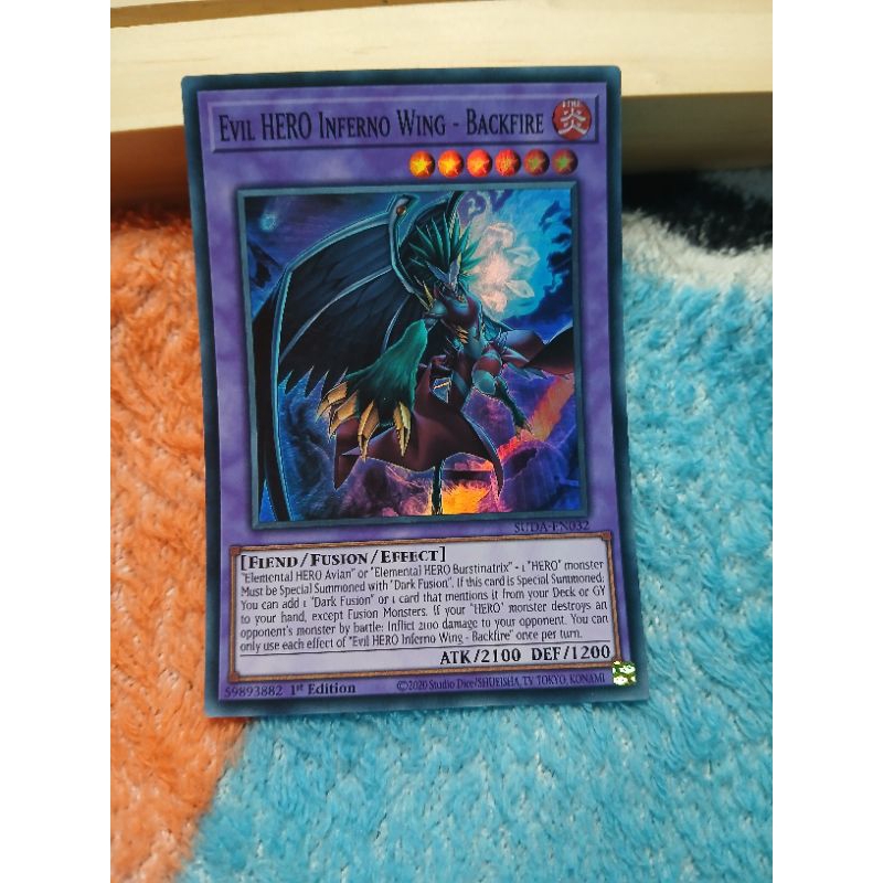 [Yugioh Biên Hòa Store] 1 lá thẻ bài Evil HERO Inferno Wing - Backfire - SUDA-EN032 - Super Rare 1st