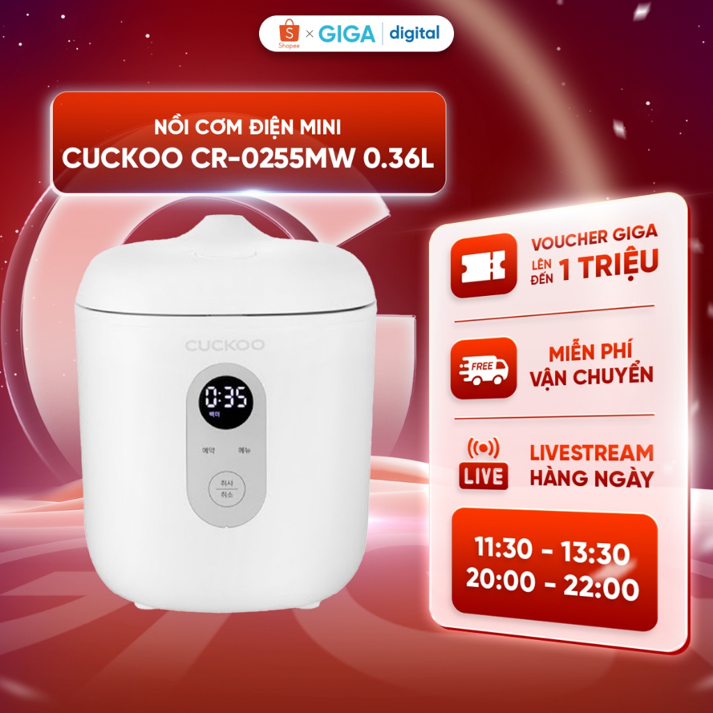 Nồi cơm điện mini Cuckoo CR-0255MW 0.36L dành cho 2 người ăn