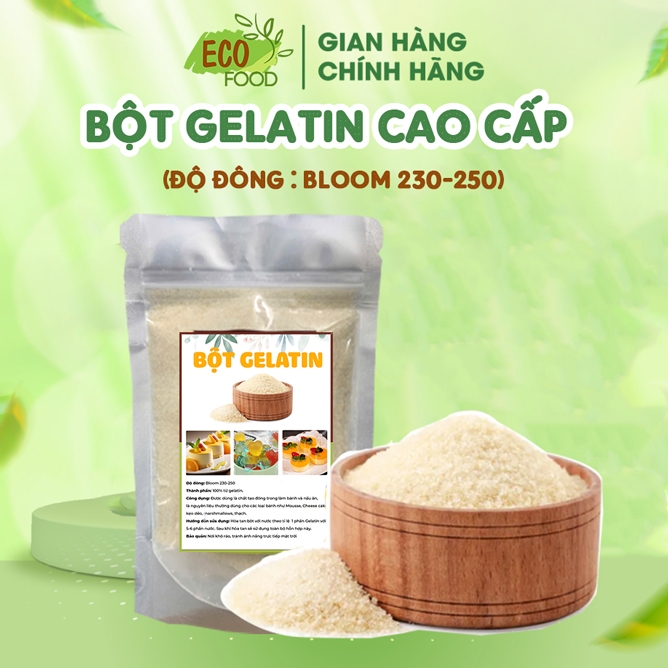 Bột Gelatin CHÍNH HÃNG Bột Gelatin độ bloom cao, gói tách lẻ làm thạch, Pudding, bánh Mousse
