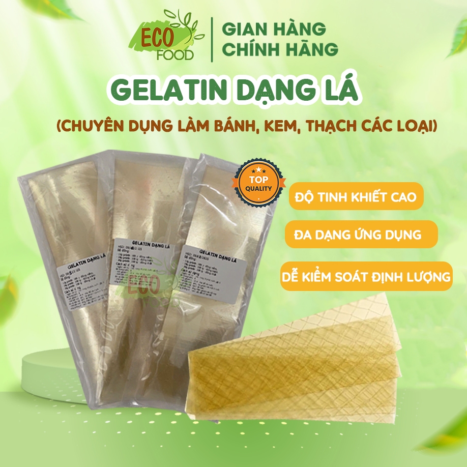 Gelatin Lá Chính Hãng Combo 10 lá Gelatin, Làm Thạch, Bánh Mouse, Cheese Cake - EcoFood