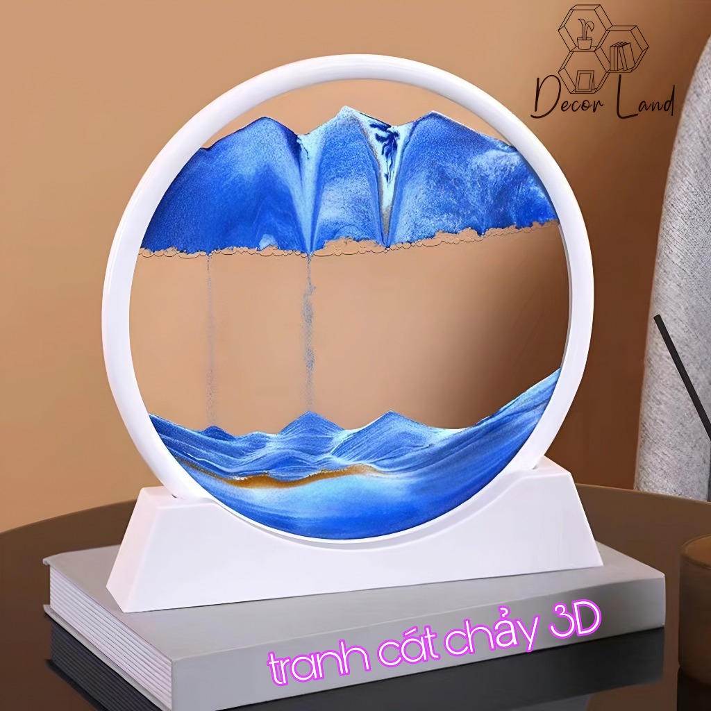 Tranh cát chảy chuyển động 3D, dùng trang trí, decor nhà cửa, bàn làm việc hoặc làm quà tặng, đồng h