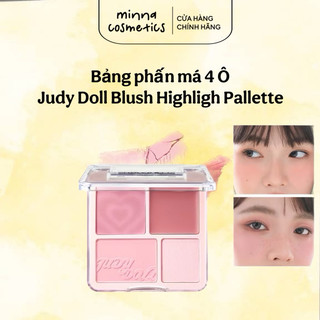  Judydoll  Bảng Má Hồng & Bắt Sáng Judy Doll Blush and Highlight Pallete Minnacosmetics 
