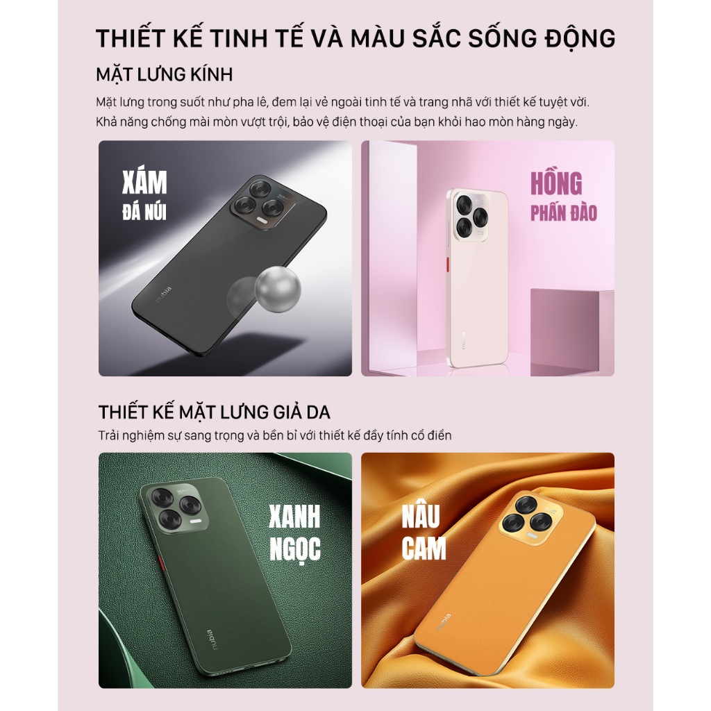 Điện thoại Nubia V70 Design 20(8+12)GB I 256GB I Hỗ trợ NFC I 6.7" 120Hz I 5000mAh sạc 22.5W | BigBuy360 - bigbuy360.vn