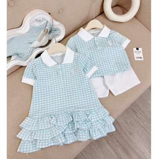 Bộ Cộc Tay Cho Bé, Set Cặp Polo Caro Có Cổ Bé Trai Và Váy Bé Gái Form Màu Siêu Đẹp Từ 6 - 24kg