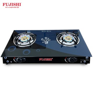 Bếp gas đôi chén nhôm mặt kính fujishi fmh10n_alo_plus - lửa xanh tiết kiệm gas - bảo hành chính hãng 2 năm