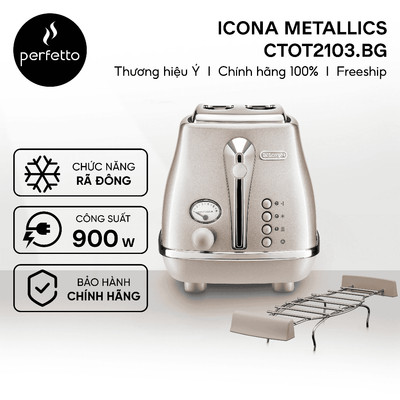 Máy nướng bánh mì DeLonghi CTOT2103 (BG/GY) - Màu Be/ Xám - Bảo hành 12 tháng