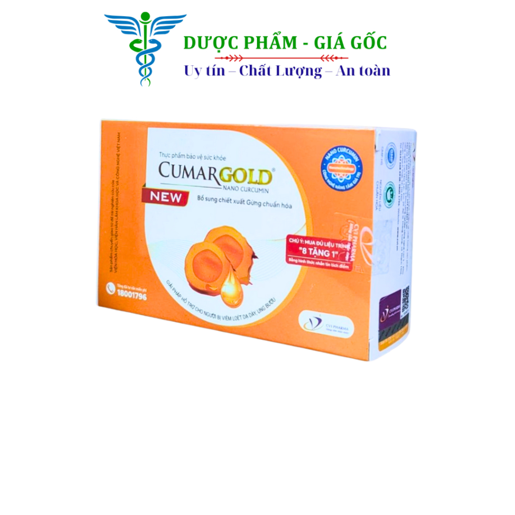 Viên uống bổ sung chiết xuất gừng Nano Curcumin CUMAR GOLD- Hộp 30 viên