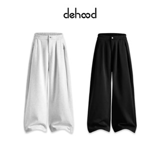 Quần dài ống rộng Dehood form rộng chất nỉ mềm mịn không nhăn cạp cao có khoá kéo