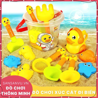 Đồ chơi xúc cát nhiều chi tiết kèm xô, đồ chơi đi biển cho bé trai, bé gái