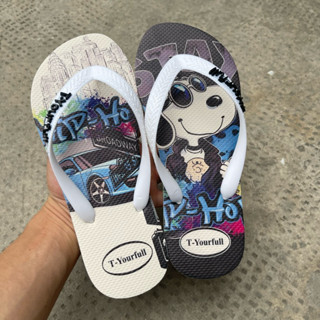  Dép Tông Nam in 3D Snoopy đế cao su nguyên khối nặng 