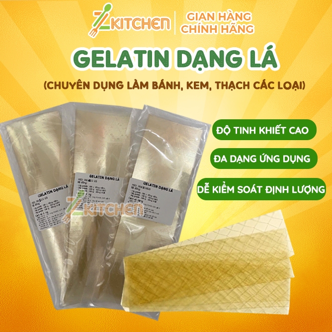 Lá Gelatin Chính Hãng, Combo 10 lá, làm Khúc bạch, Panna cotta, Kẹo dẻo, Mouse, Cheese Cake-ZKitchen