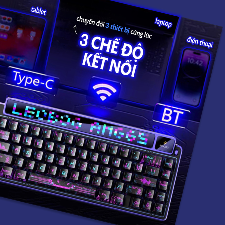 [CHÍNH HÃNG] Bàn phím cơ Bluetooth Leobog AMG65 - Led RGB, Hotswap, 3 mode kết nối, 2 màn hình led | BigBuy360 - bigbuy360.vn