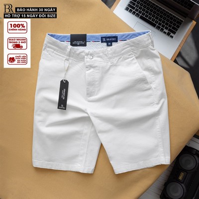 Quần short kaki nam Brado màu Trắng mềm mịn dày dặn, form regular fit - Bravery