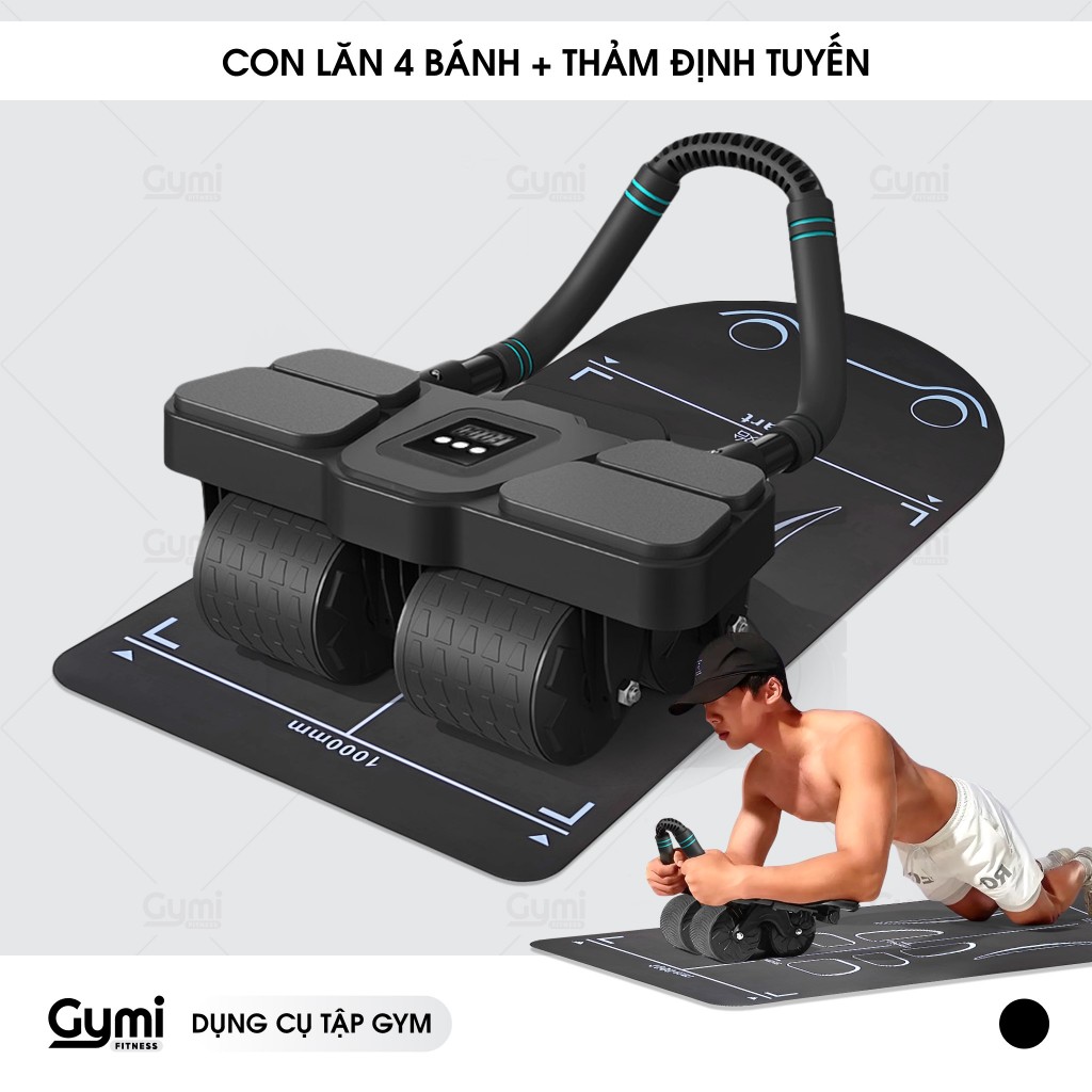 Con Lăn 4 Bánh Tập Bụng Trợ Lực Thế Hệ Mới - Khuỷu Tay - Plank Tại Nhà