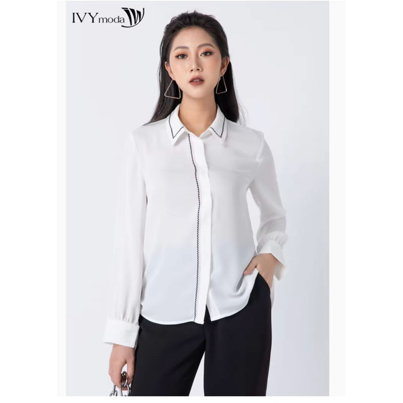 Áo sơ mi nữ viền ziczac lạ mắt IVY moda