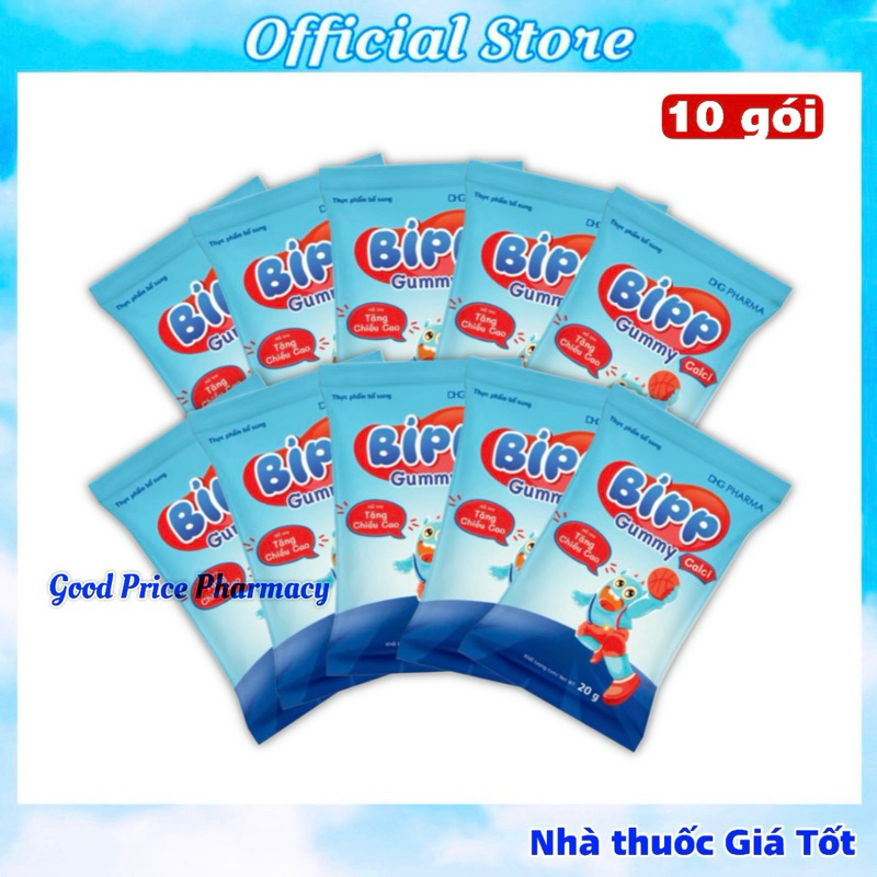 Combo 10 Gói Kẹo Dẻo Bipp Gummy Calci DHG Hỗ Trợ Xương Răng Chắc Khoẻ, Tăng Chiều Cao Cho Bé
