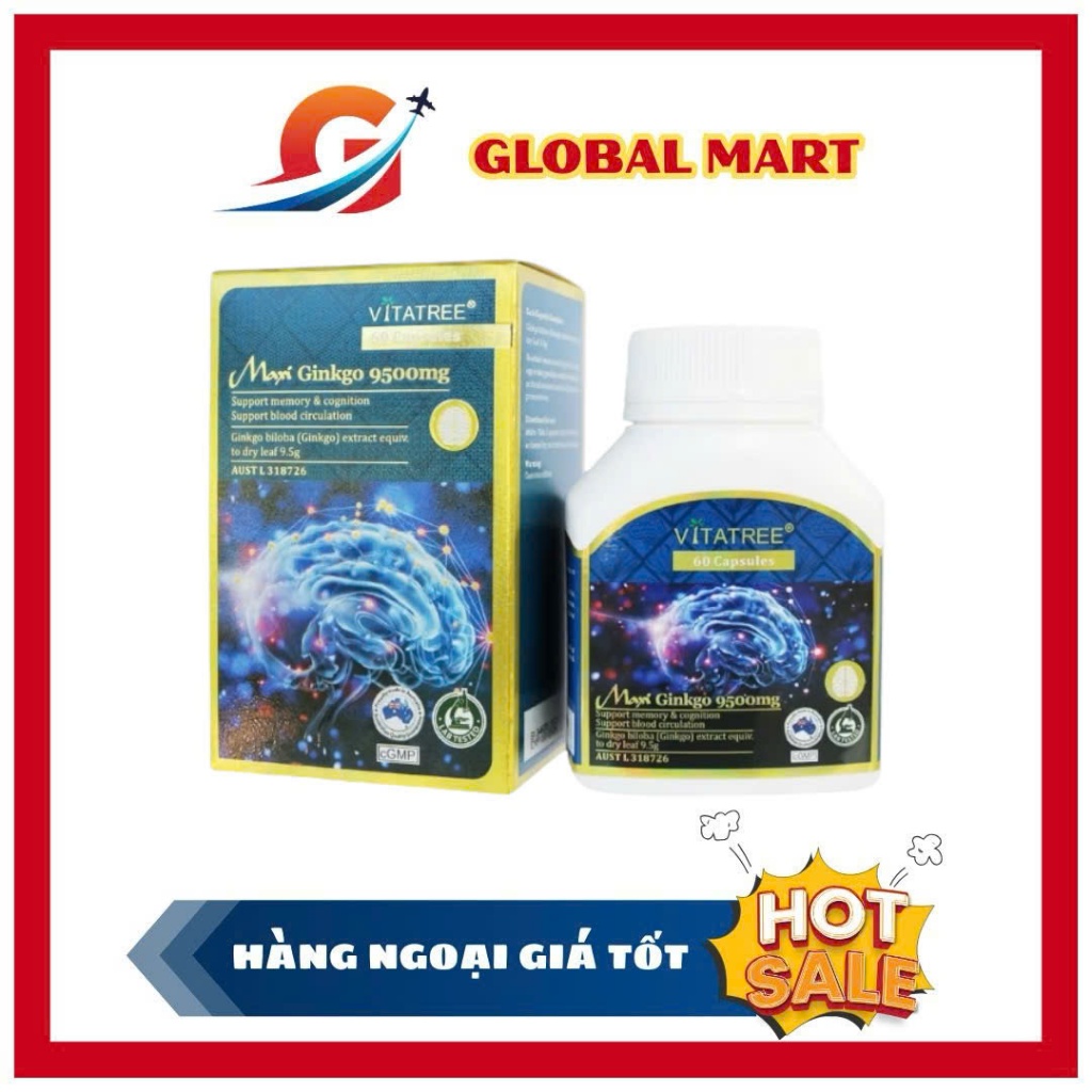 Viên uống Vitatree Mega Ginkgo 9500mg Max 60 viên
