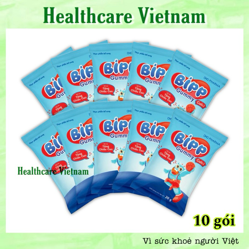 Combo 10 Gói Kẹo Dẻo Bipp Gummy Bổ Sung Calci Cho Xương Răng Chắc Khoẻ, Tăng Chiều Cao