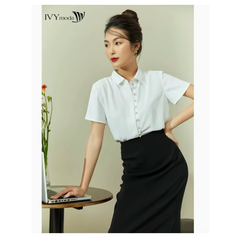 Áo sơ mi khuy ngọc nữ IVY moda