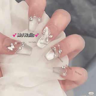   Tặng hộp,keo  Nail Box Thiết Kế Mắt Mèo Đầu Móng Charm Dây Tiểu Thư Sang Chảnh Kỉ Yếu Nhẹ Nhàng M163 