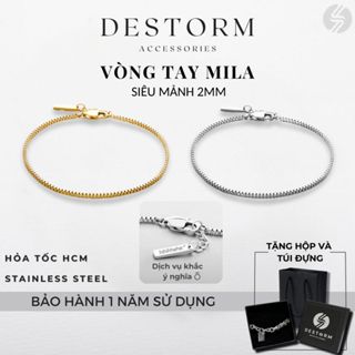 Vòng Tay Đôi Titan Mila Destorm Bracelet Cho Nam Nữ Thanh Lịch, Lắc Tay Khắc Tên Thép Không Gỉ, Có Hộp và Túi Đựng
