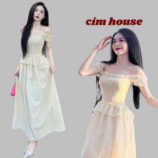 Váy nữ đi biển đầm nữ maxi trễ vaibo chun dáng dài tiểu thư CIMHOUSE -MV196