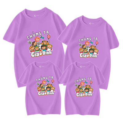 Áo phông gia đình 3,4,5 người in chữ "Chúng ta là một gia đình" chất thun cotton Loza GĐ3133