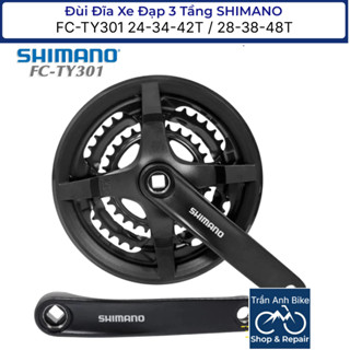Đùi Đĩa (Giò Dĩa) Xe Đạp 3 Tầng SHIMANO FC TY301 24-34-42T / 28-38-48T - Chính Hãng