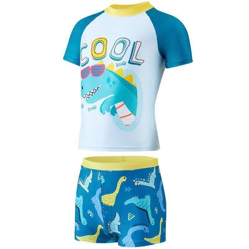 Đồ bơi rời thân quần ngắn tay ngắn bé trai set bơi KHỦNG LONG COOL, TÀU VŨ TRỤ 3 món quần + áo + nón