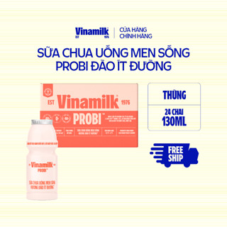 [CHỈ GIAO HCM+HN] Thùng Sữa chua uống Probi Đào Ít đường 130ml Yaourt 24 chai/thùng