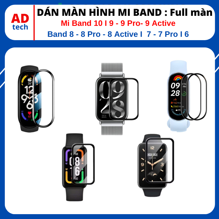 Dán màn hình Xiaomi Mi band Miband 10 9 9 Pro 9 Active Mi band 8 8 Pro 8 Active Mi band 7 7 pro Mi b