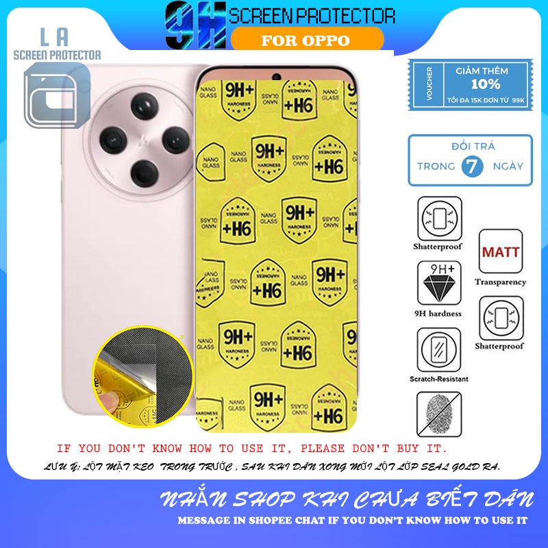 Dán màn hình Oppo Find X8/ Find X8 Pro/ Find X8s/ Find X8s+/ Find X8 Ultra, nano dẻo 9H