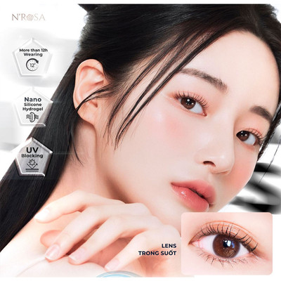 Lens trong suốt cận có độ 1-10 cho mắt thở N’Rosa Angel Eyes phân phối, kính áp tròng trong suốt Nano Silicone Hydrogel