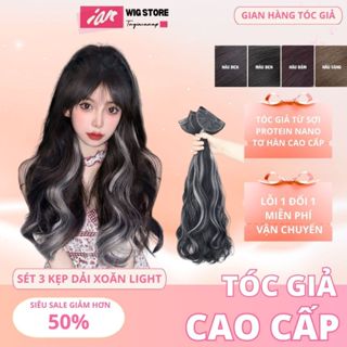  Tóc Giả Kẹp Xoăn LIGHT Sét 3 Dải Kẹp Xoăn Light Xám Khói Phong Cách Cá Tính 