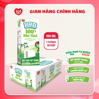 [DATE THÁNG 6] KUN 100% Sữa Tươi Cao Cấp Có Đường thùng 48 hộp x 180ml