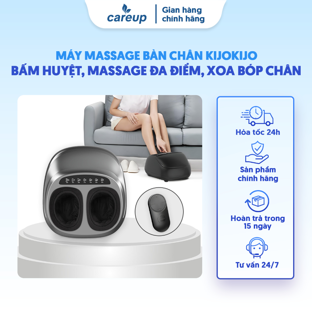 Máy massage bàn chân KijoKijo bấm huyệt, massage đa điểm, chườm nóng, túi khí xoa bóp chân