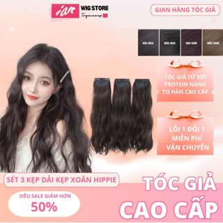Tóc Giả Tóc Kẹp Phím Sét 3 Dải Kẹp Xoăn Sóng Nước Phong Cách Hàn Quốc siêu HOT