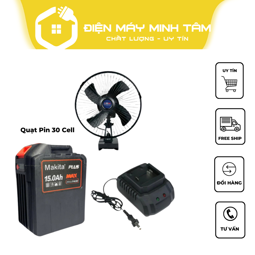 Combo Quạt Pin 30cell, Quạt Pin 8 Inch 2 Lấc Chỉnh Gió, Có Lấc Quay Đảo Chiều Sử Dụng Chân Pin Phổ T