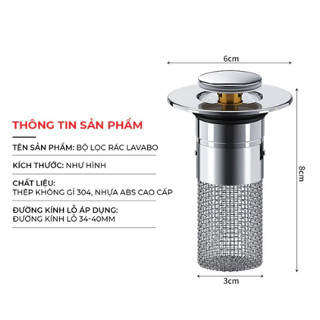  Nút chặn thoát nước bồn rửa mặt lõi 2in1 bộ lọc rác ngăn tắc thoát nước nhanh lắp đặt dễ dàng 