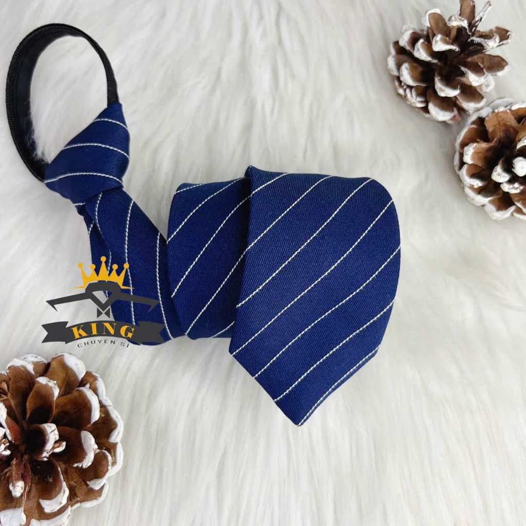 Cà vạt nam KING công sở và chú rể thắt sẵn dây kéo bản lớn 8cm màu đen caravat họa tiết sang trọng hàn quốc C0020