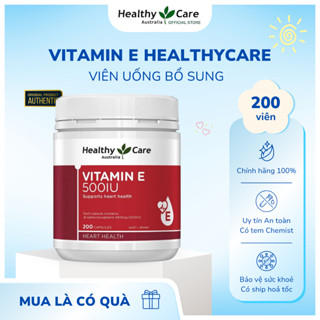 Viên Uống Vitamin E Healthy Care 500IU Hộp 200 Viên Hỗ Trợ Đẹp Da Tăng Cường Sức Khoẻ