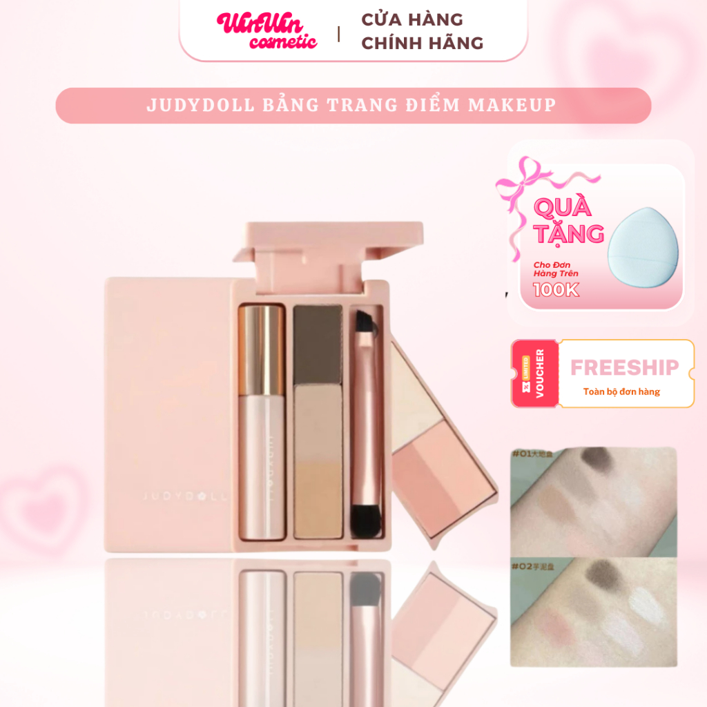 [HOẢ TỐC] JUDYDOLL Bảng trang điểm Makeup đa chức năng tiện lợi 5 trong 1 Bộ Kit Trang Điểm Mini Du Lịch Bỏ Túi Nhỏ Gọn