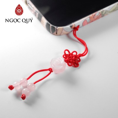 Móc khóa hình hoa mẫu đơn đá thiên nhiên - Ngọc Quý