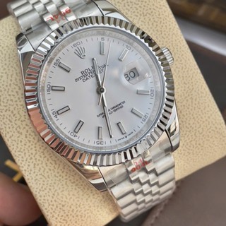 Đồng hồ Nam Rolex máy nhật mẫu classic mặt trắng viền trắng dây kim loại dòng cơ Automatic size 36mm-40mm