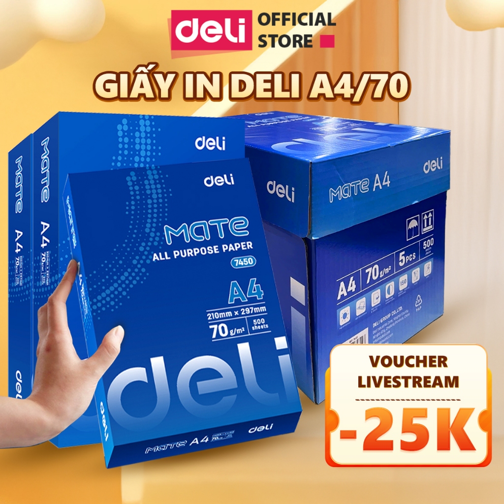 [Deli VPP] 500 Tờ Giấy A4 Deli Giấy In Photo Cao Cấp Chính Hãng Loại Dày - Giấy Vẽ Chống Lóa Mỏi Mắt