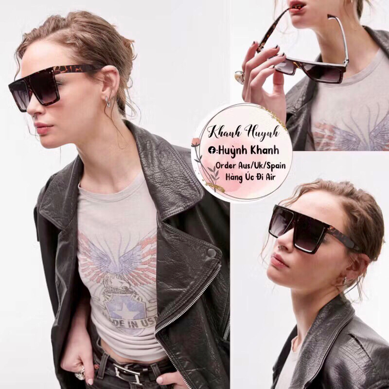 Kính thời trang Topshop flat square sunglasses Auth Uk Chính hãng (Kèm hình thật)