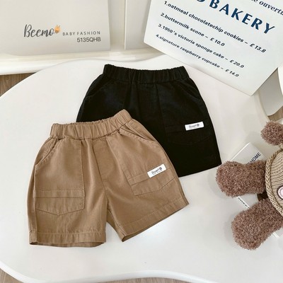 Quần short Beemo phối túi basic vải kaki thoáng mát cho bé trai đi học, đi chơi từ 9-24kg 5135QHB