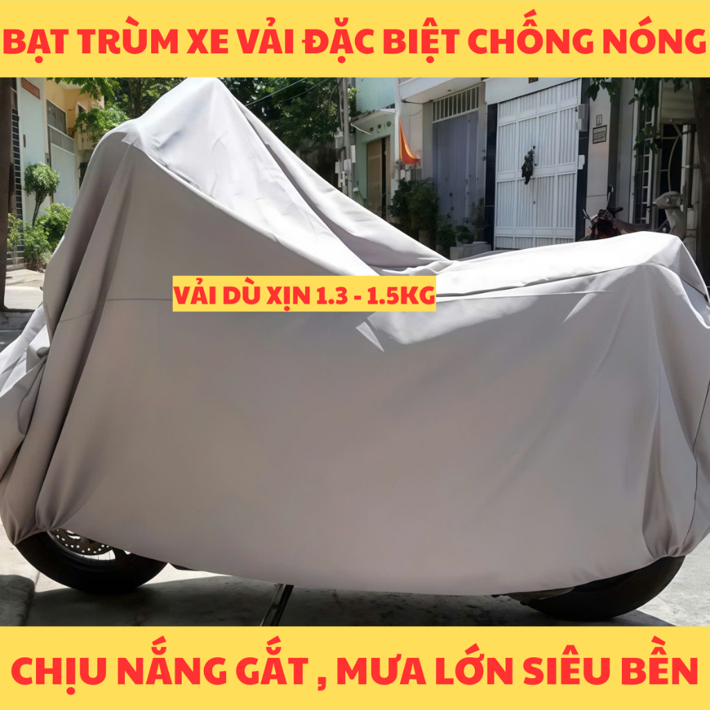 (BẠT TRÙM XE SIZE LỚN) Bạt Trùm Xe Máy, Áo Phủ Trùm Xe Máy Cao Cấp Vải 2 Mặt Che Nắng, Mưa Full Size Giữ Xe Luôn Như Mới